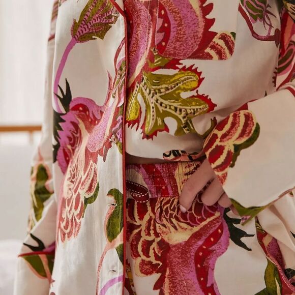 Anthropologie XXS Raphael Balme Flannel Sleep Pants Pink Combo Floral - Picture 6 of 7